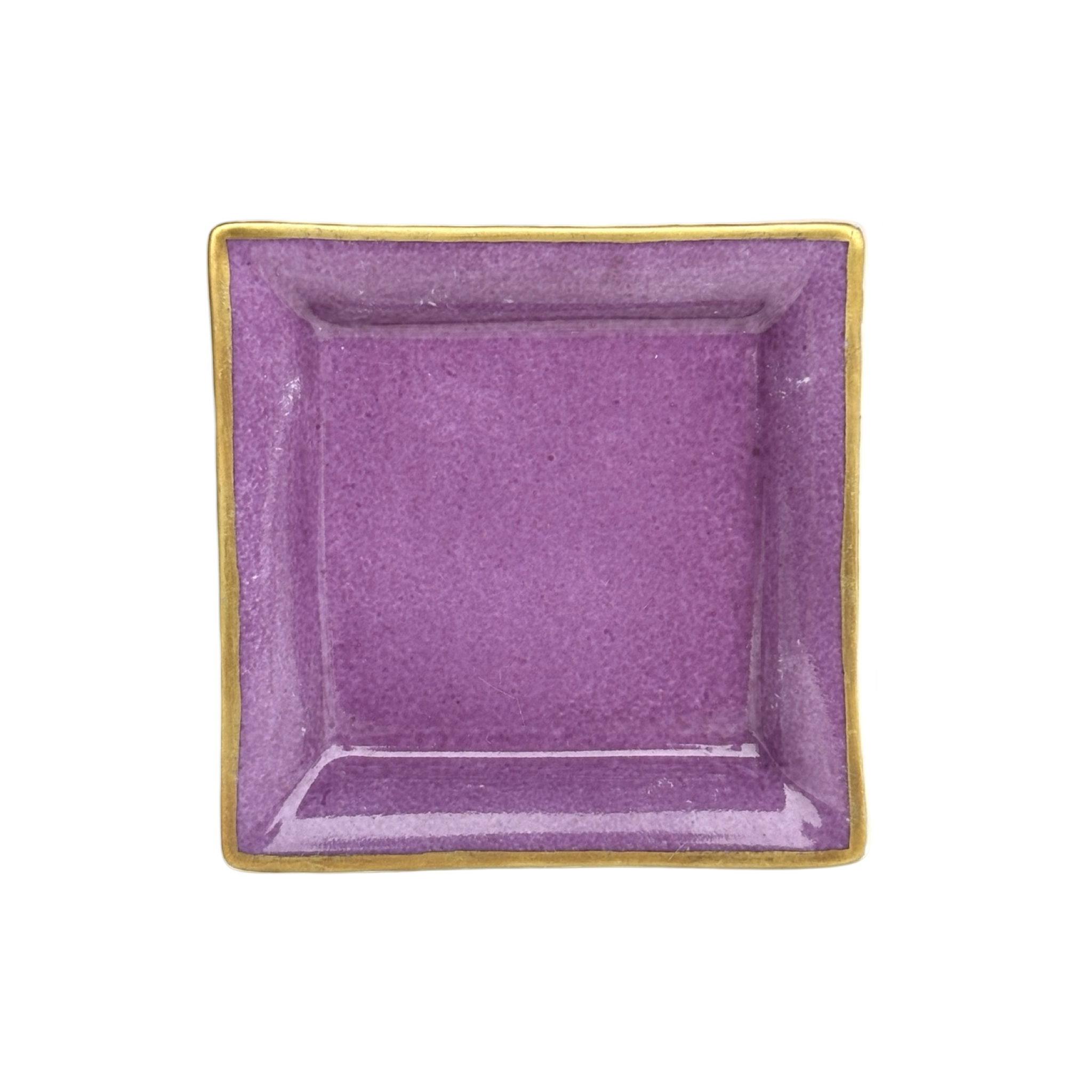 Vuotatasche piccolo o posacenere in porcellana di Limoges viola melanzana aubergine elegante e personalizzabile
